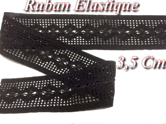 Ruban Lycra Elastique Au Mètre En 3,5 Cm Noir Pour Lingerie et Customisation.