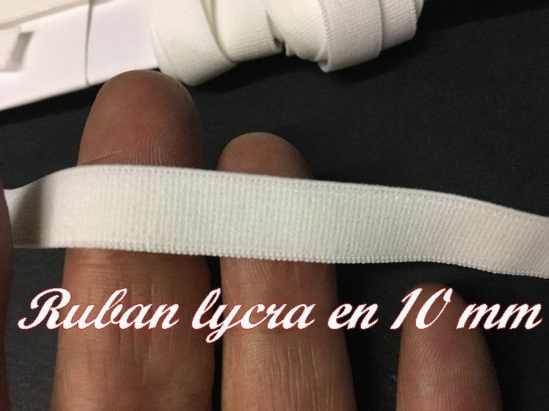 1cm Lycra Ribbon by the Meter White for Lingerie and Customization.