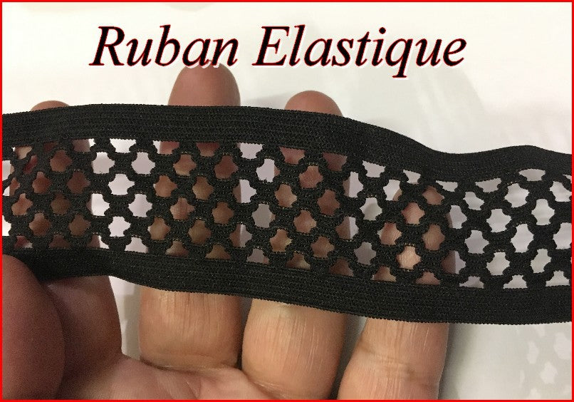 Black Lycra Ribbon by the Meter for Lingerie and Customization.