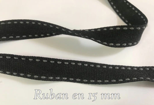 Cinta negra de 15 mm con puntos grises: Elegancia atemporal
