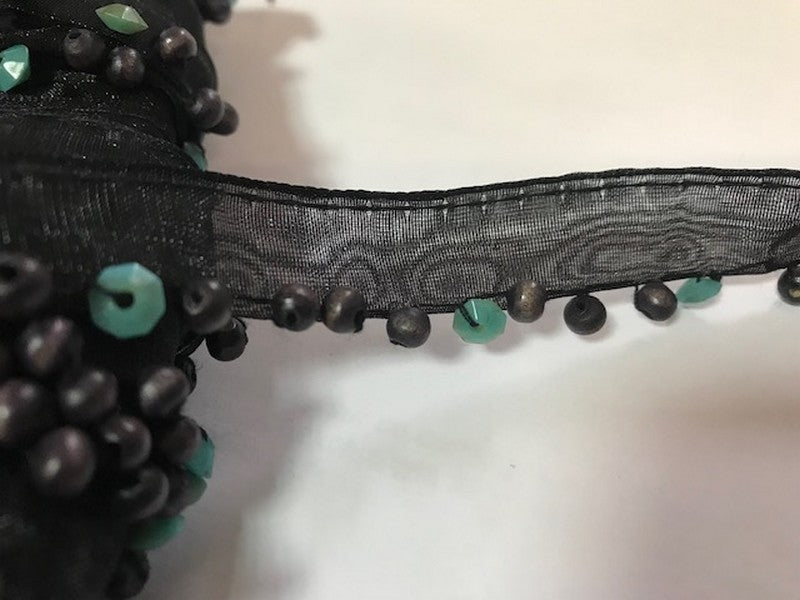 Black Couture Pearl Organza Ribbon by the meter