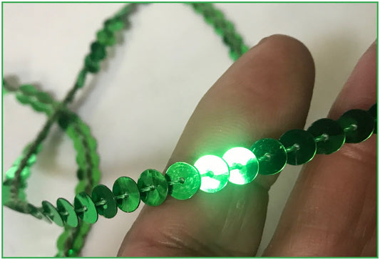 Cinta de lentejuelas verdes, hilo de lentejuelas verdes barato por metro