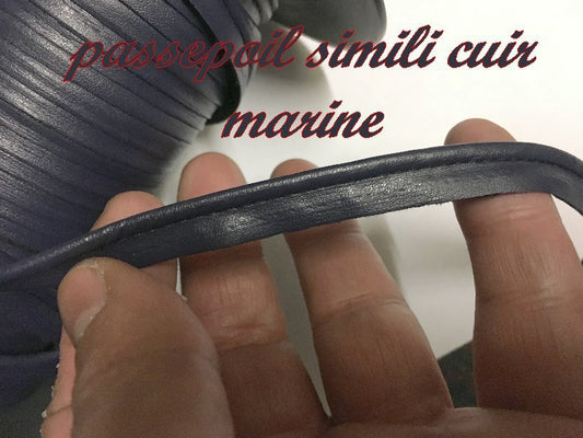 Ruban  Passepoil Simili Cuir Mat Marine Au Mètre A Coudre.