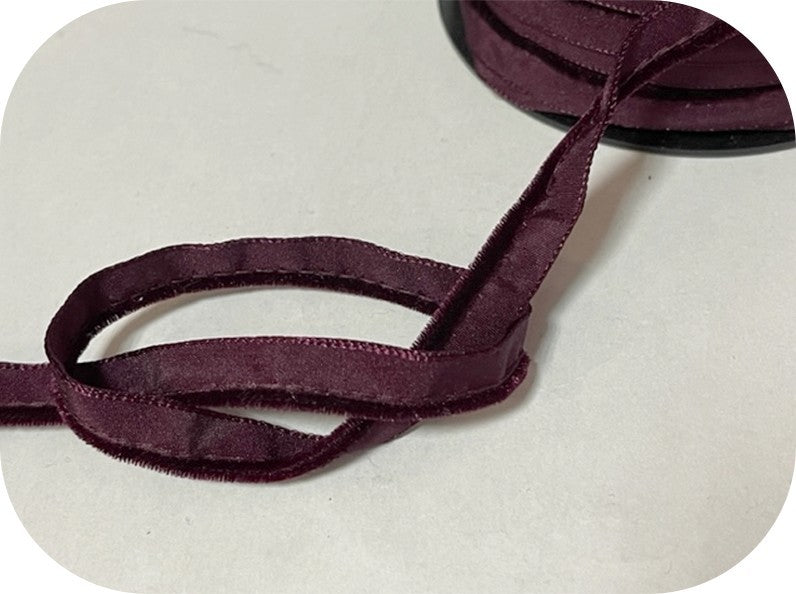 Ruban  Passepoil Velours Lie de vin  Au Mètre A Coudre.