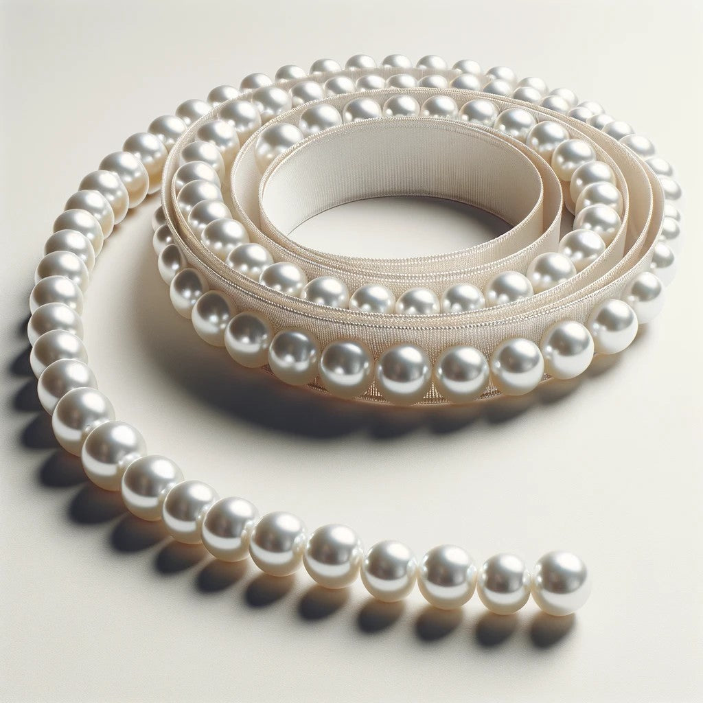 Ruban Perle Au Mètre, Fil Perlé Au Mètre En Blanc, Ecru, Noir, Et Argent, Pour Décorations Guirlande Et Loisirs Créatifs