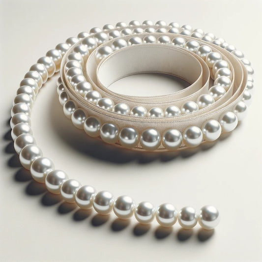 Ruban Perle Au Mètre, Fil Perlé Au Mètre En Blanc, Ecru, Noir, Et Argent, Pour Décorations Guirlande Et Loisirs Créatifs