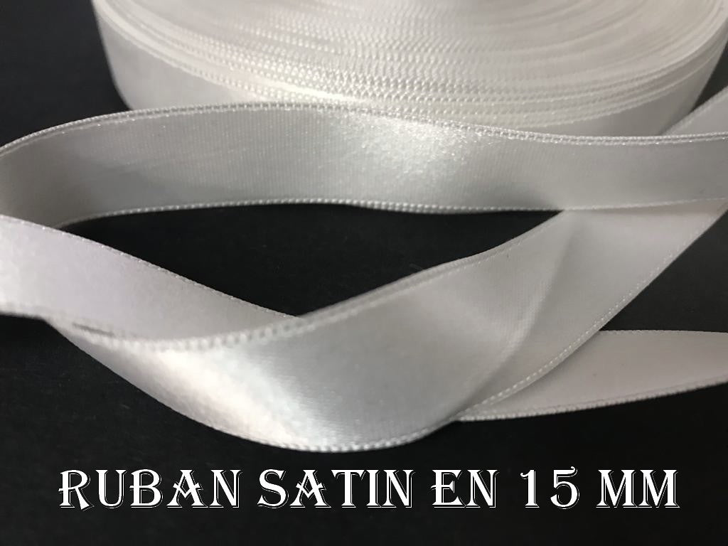 Ruban Satin Blanc En 15 mm / 1,5 Cm Au Mètre Pour Décorations Et Loisirs Créatifs