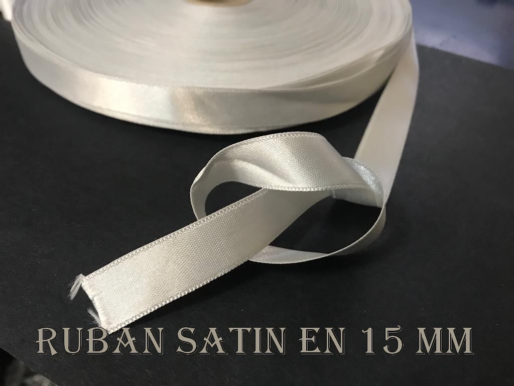 Ruban Satin Ecru En 15 mm / 1,5 Cm Au Mètre Pour Décorations Et Loisirs Créatifs