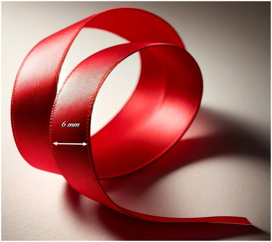 6mm Red Satin Ribbon by the Meter for Sewing Decoration and Crafts