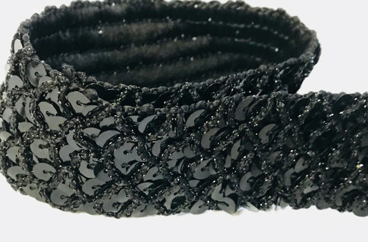 Cinta de Lentejuelas Negra en 35 mm para Decoraciones y Personalizaciones.