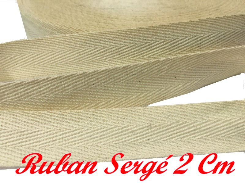 Twill Ribbon by the Meter in 20 mm Natural Ecru in Cotton for Sewing for Creative Hobbies and Decorations.