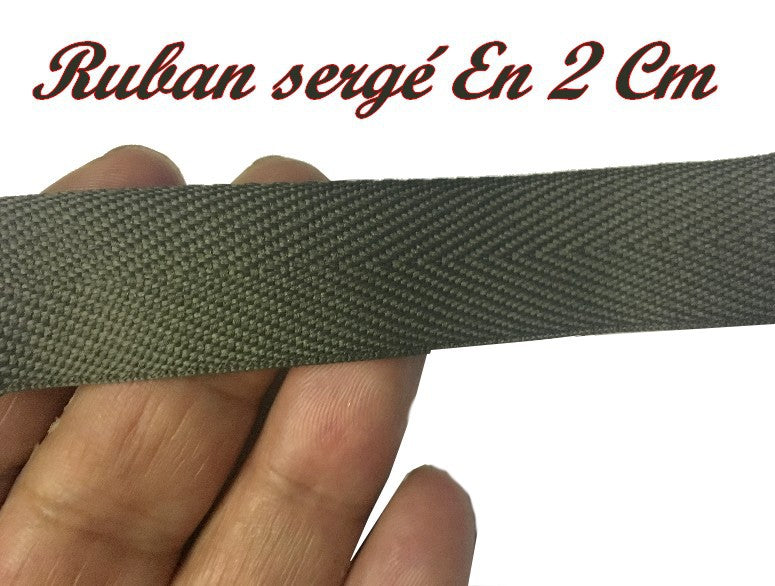Cinta de Sarga por Metros en Color Caqui de 20 mm de Algodón para Coser para Hobbies Creativos y Decoraciones.