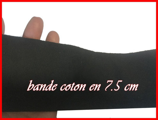 Black Cotton Twill Ribbon by the Meter in Large Width of 7.5 cm for Sewing for Crafts and Decorations.