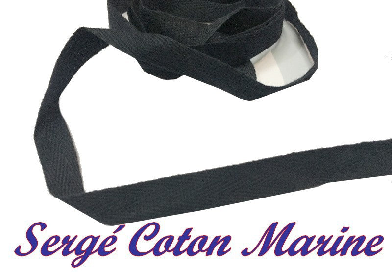 Ruban Sergé En 10 mm Bleu Marine En coton  A Coudre Pour Loisirs Créatifs Et Décorations.