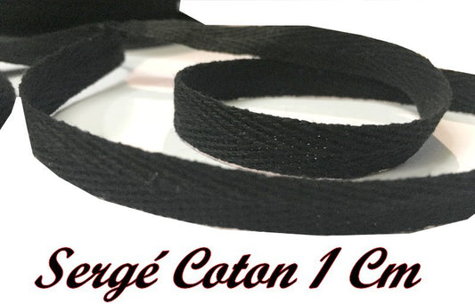 Ruban Sergé En 10 mm Noir En coton  A Coudre Pour Loisirs Créatifs Et Décorations.