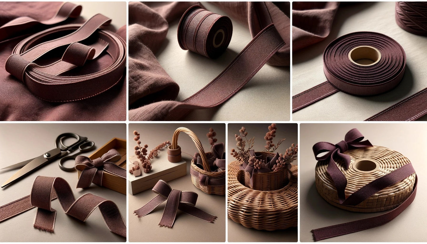 Ruban Sergé Marron Aubergine En 45 mm Coton Au Mètre En Grande Largeur A Coudre Pour Loisirs Créatifs Et Décorations.