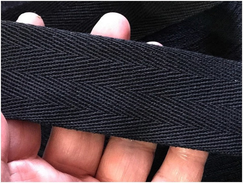 Ruban Sergé Noir En 4 Cm Coton Au Mètre En Grande   A Coudre Pour Loisirs Créatifs Et Décorations.