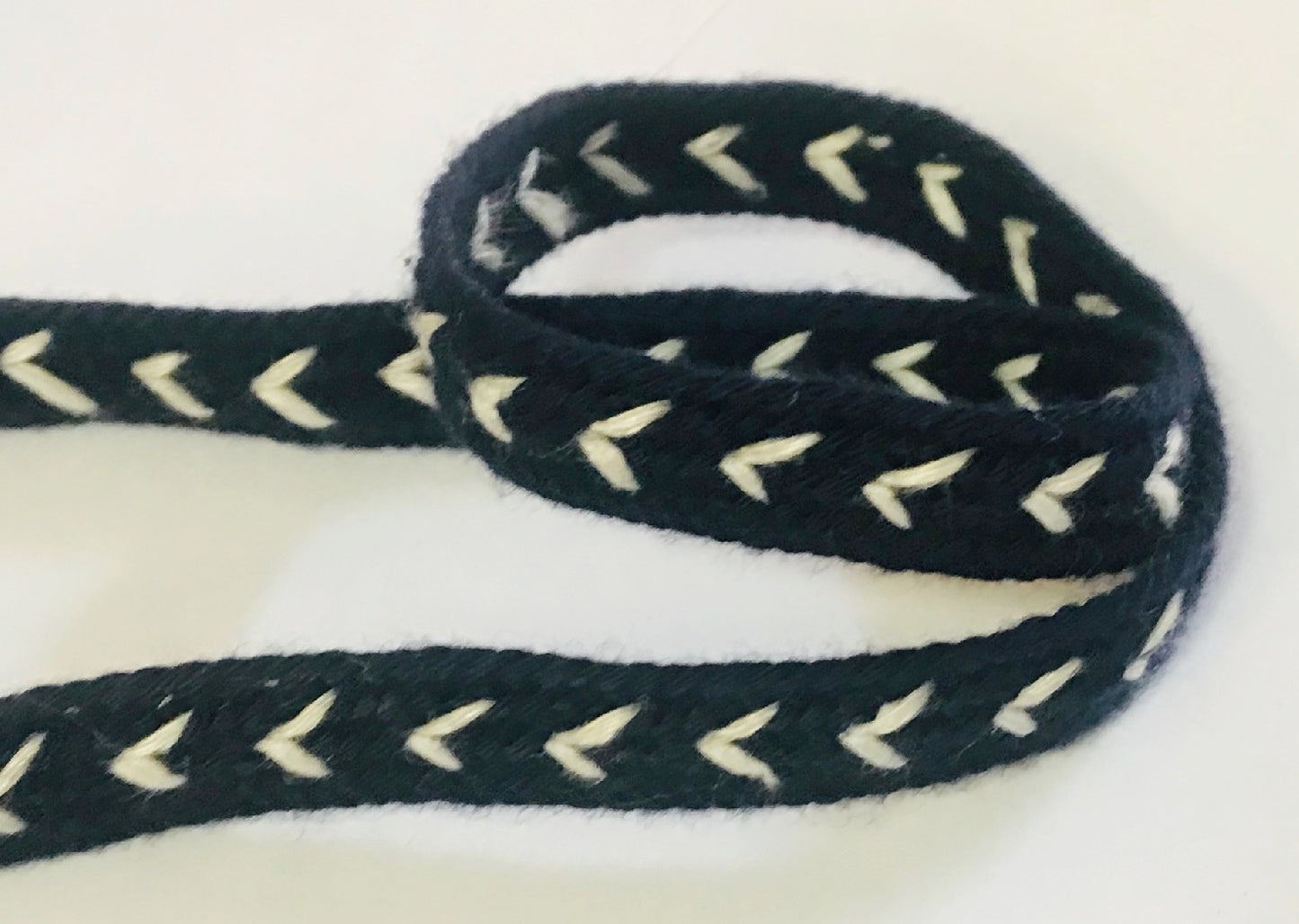 Navy Blue 12mm Cotton Braided Twill Ribbon for Sewing, Crafts and Decorations.