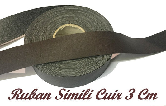 Ruban Simili Cuir Au Mètre En  3 Cm Mat Couleur Marron A Coudre Pour Vetements  Décorations