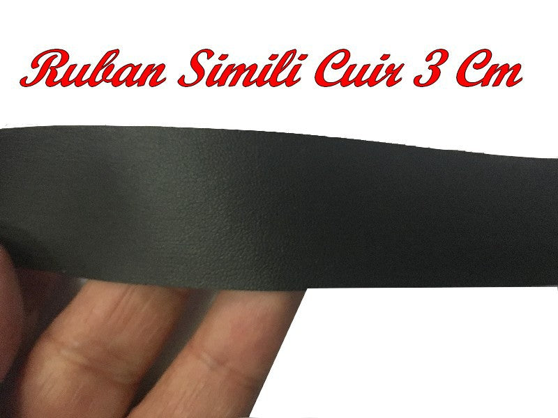 Ruban Simili Cuir Au Mètre En  3 Cm Mat Noir A Coudre Pour Vetements  Décorations