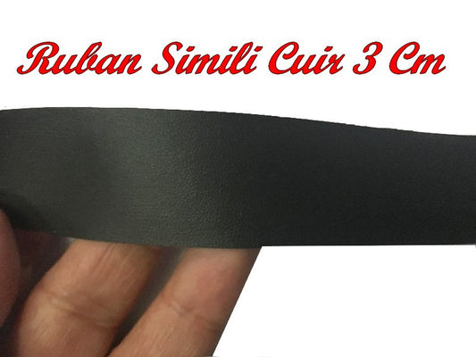 Ruban Simili Cuir Au Mètre En  3 Cm Mat Noir A Coudre Pour Vetements  Décorations