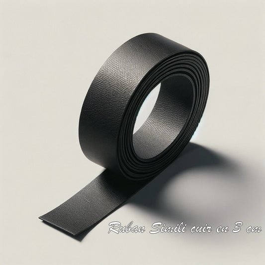 Ruban Simili Cuir Au Mètre Noir En 3 Cm Mat  A Coudre Pour Vetements  Décorations