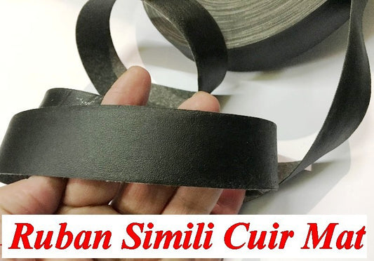 Ruban  Simili Cuir Mat  En 3 Cm Noir Au Mètre