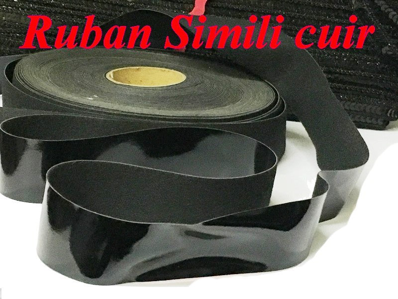 Ruban Sky Simili Cuir  En 3 Cm Noir Au Mètre