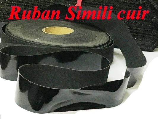 Ruban Sky Simili Cuir  En 3 Cm Noir Au Mètre