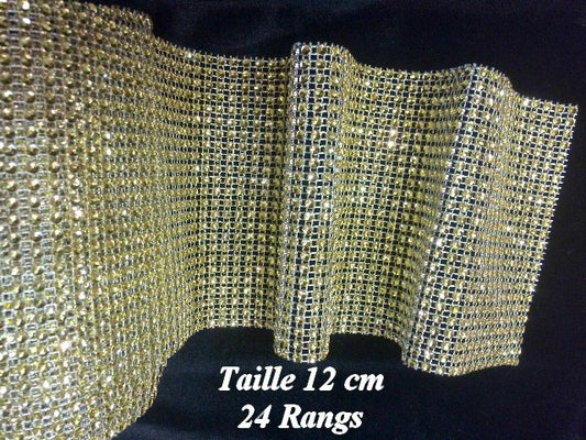Ruban Strass Au Mètre En 12 cm Doré Or