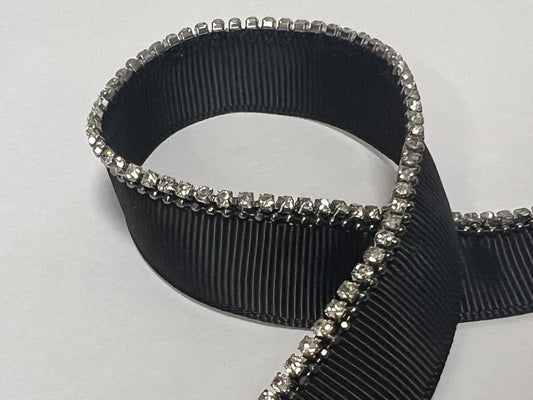 Ruban Strass avec Bordure Noir  - Élégance et Raffinement