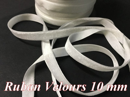 Ruban Velours en 10 mm Couleur Blanc  Pour vetements et Loisirs Créatifs