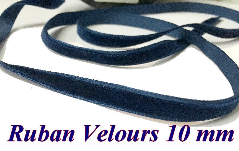 Ruban Velours en 10 mm Couleur Bleu  indigo Pour vetements et Loisirs Créatifs