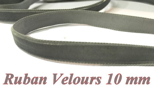 Ruban Velours en 10 mm Couleur Gris  Pour vetements et Loisirs Créatifs