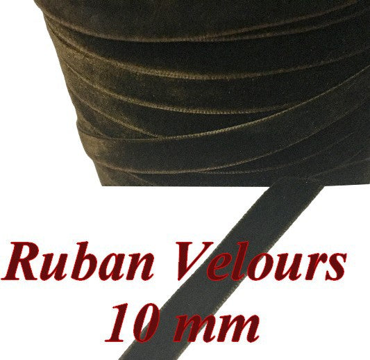Ruban Velours en 10 mm Couleur Marron Chocolat Pour vetements et Loisirs Créatifs