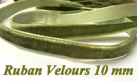 Ruban Velours en 10 mm Couleur Vert Tilleul Pour vetements et Loisirs Créatifs