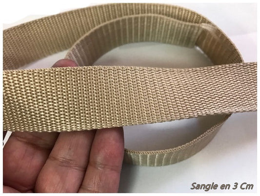 3cm Beige Webbing by the Meter for Belts and Bags.