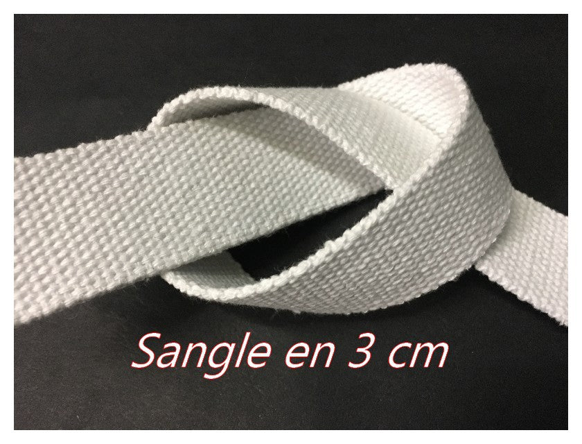 3cm White Webbing by the Meter for Belts and Bags.