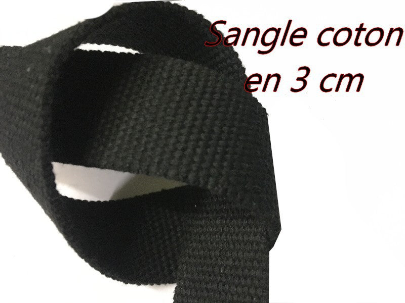 3cm Black Cotton Webbing by the Meter for Belts and Bags.