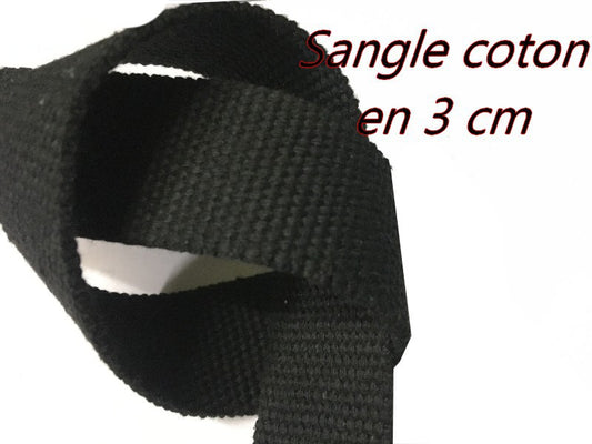 3cm Black Cotton Webbing by the Meter for Belts and Bags.