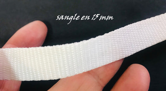 15mm White Webbing to Sew by the Meter for Belts and Bags.