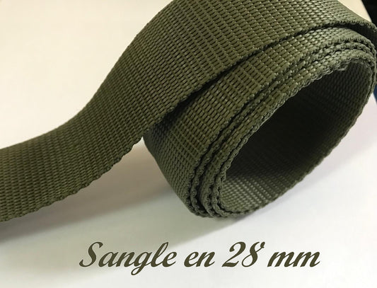 Khaki Webbing by the Meter in 28 mm to Sew for Belts and Bags.