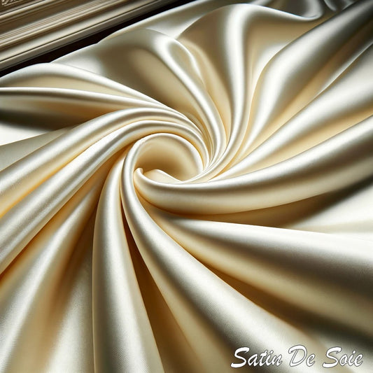 Satin de Soie Ivoire Haute Couture au Mètre.