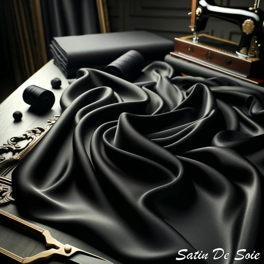 Satin De Soie Noir Au mètre Couture