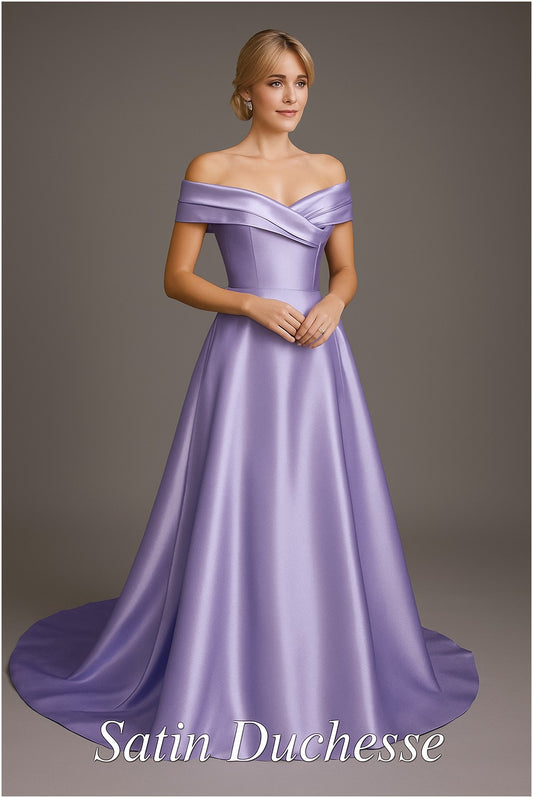 Satin Duchesse Parme – Tissu haut de gamme au mètre – :  L'Éclat Raffiné pour des Créations Couture d'Exception.