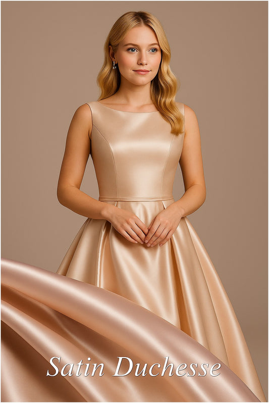 Satin Duchesse saumon au mètre – Tissu haut de gamme pour robe de soirée, cérémonie, mariage et haute couture