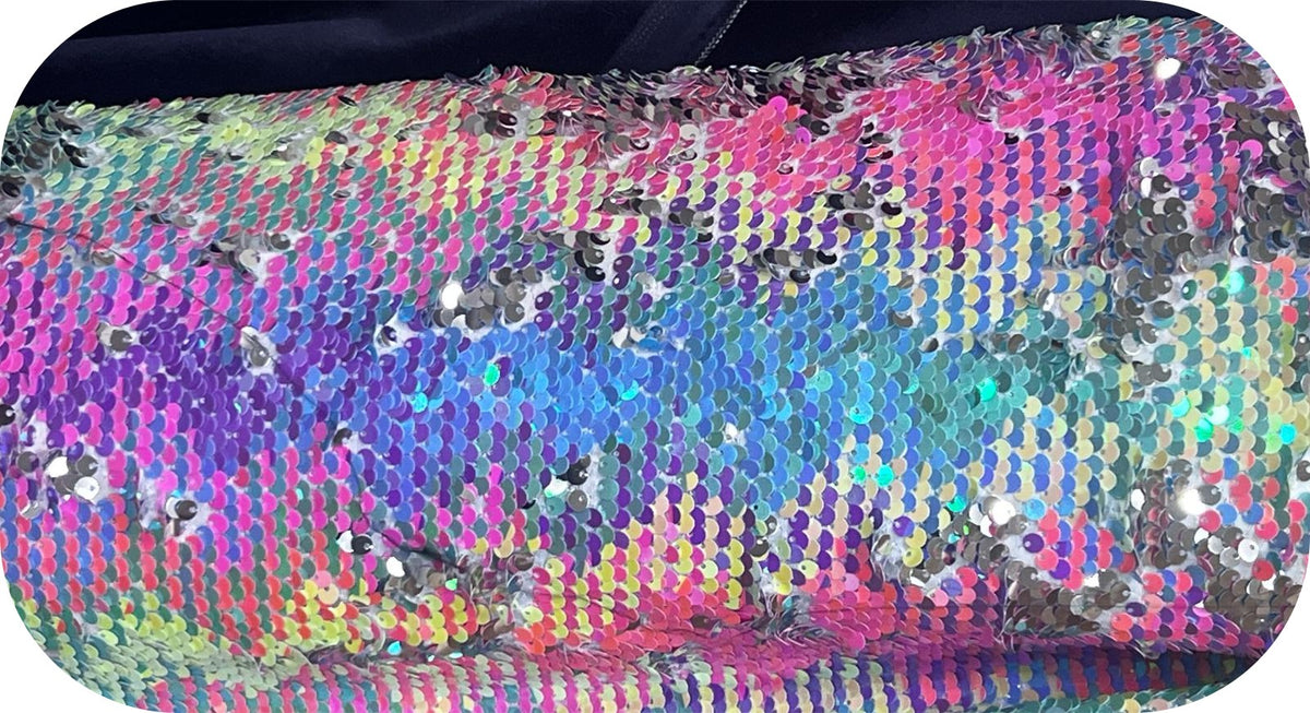 Tissu paillettes sequins multicolores irisés au mètre – 140 cm