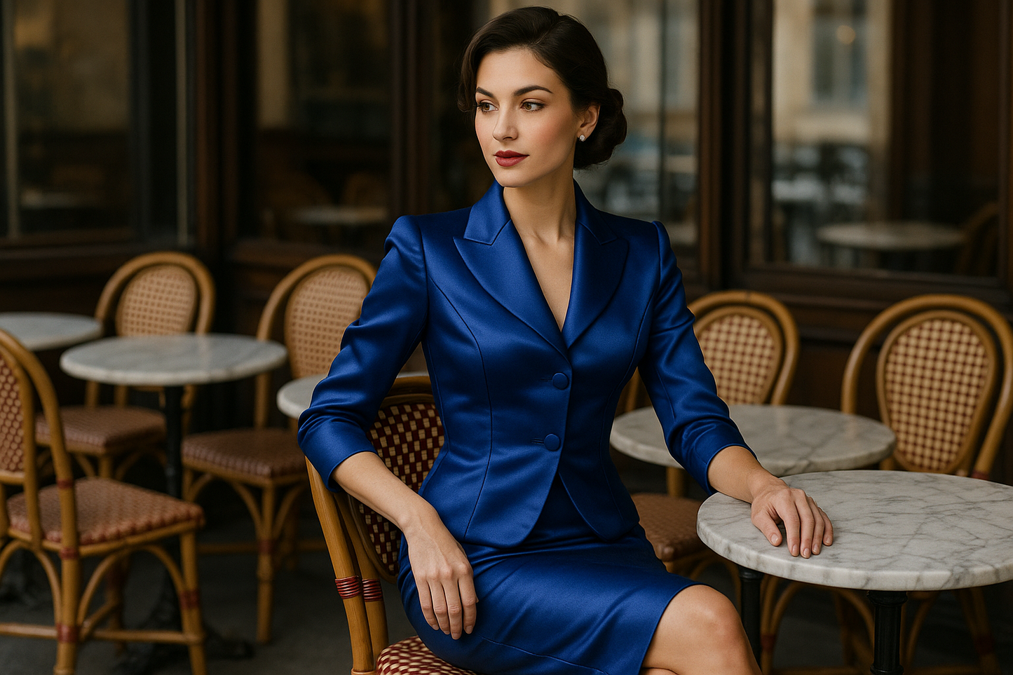 Satin Duchesse Bleu Royal – Tissu Haut de Gamme :  L'Éclat Raffiné pour des Créations Couture d'Exception.