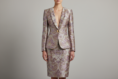 Brocade with Lilac and Gold Motifs: Elegance and Refinement