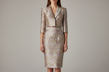 Brocade with Lilac and Gold Motifs: Elegance and Refinement